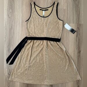 Kensie Gold Sequin Dress with Black Edging